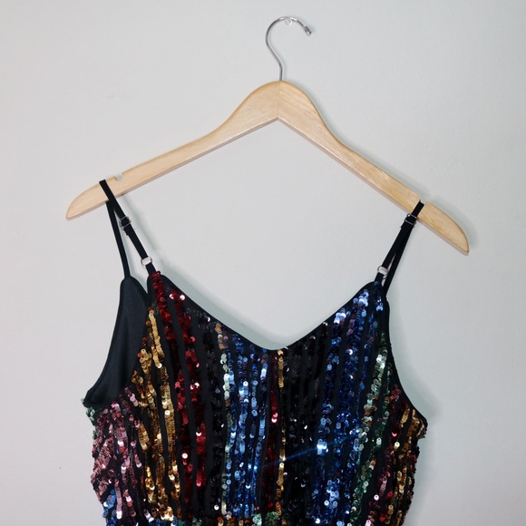 J.O.A. La Salle Multi Sequin Striped Sleeveless Midi Dress - Picture 6 of 11